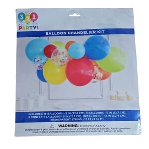 Balloon Chandelier Kit - 30 Multicolor & Confetti Balloons, NWT